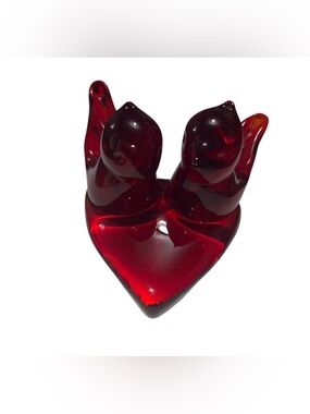 Vintage 1994 Titan Art Glass Cardinal of Virtue Double Love Birds Signed W. Ward